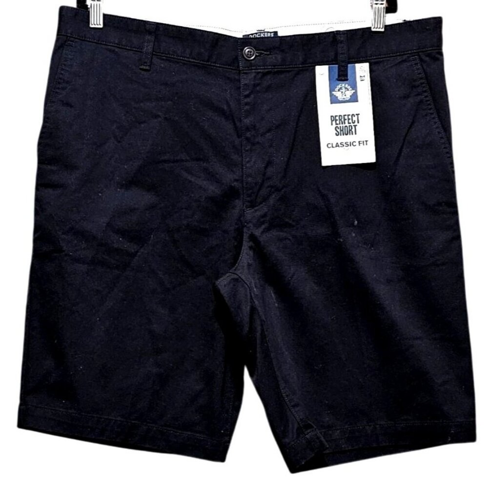 Dockers Mens Perfect Shorts Classic Fit Black Cotton‎ Size 38